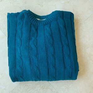 Teal Cable Knit Sweater American Crew Medium